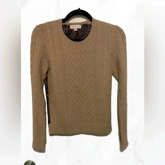 Tory Burch beige long sleeve scoop  neck cashmere blend sweater XS - Picture 2 of 6